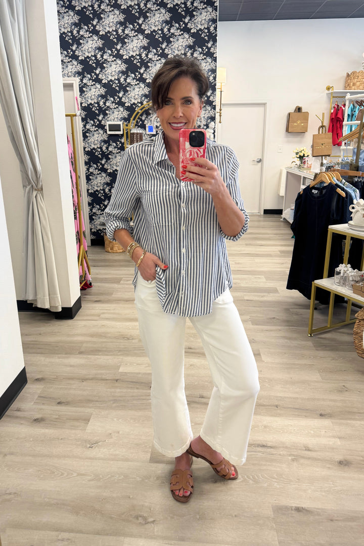 Collins Stripe Button Down Top