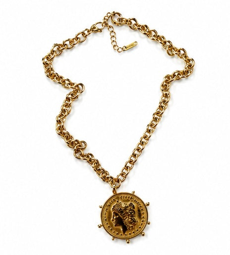 Gold Coin Necklace by Chansuttpearls