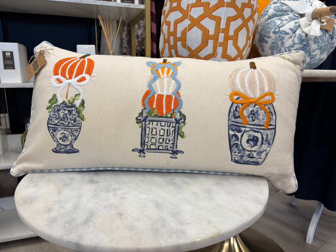 Mud Pie Lumbar Pumpkin Topiary Pillow