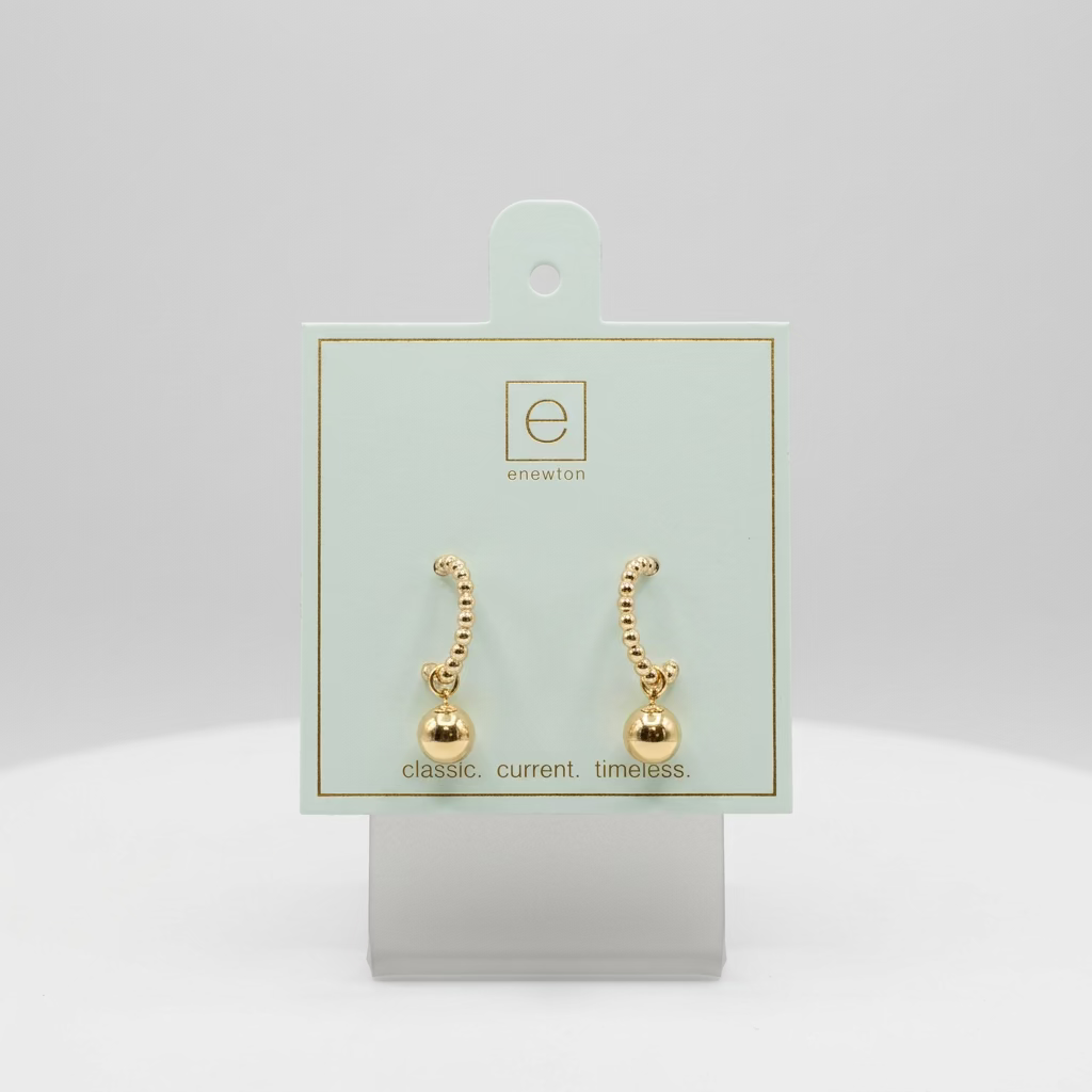 Enewton  Beaded Classic 1" Post Hoop Earring - 2mm Gold - Classic Gold 8mm Charm
