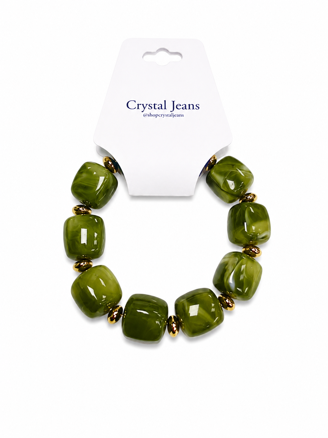 Green Square Bead Bracelet