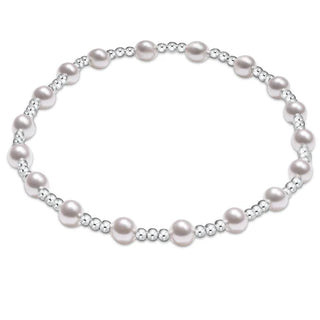 classic sincerity pattern sterling 4mm bead bracelet - pearl