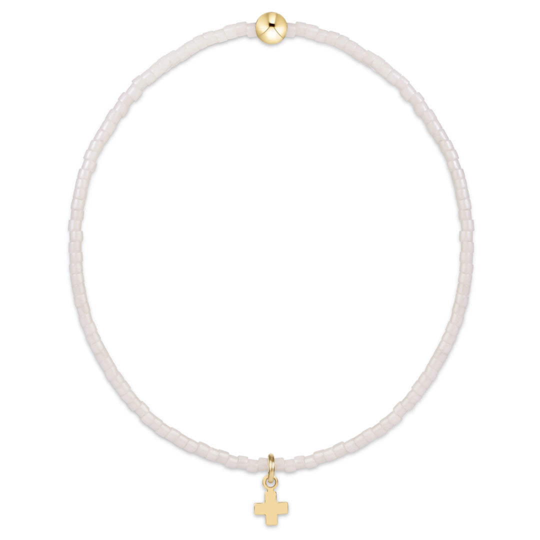 Enewton  Hope Classic Bracelet - Signature Cross Small Gold Charm Milky White