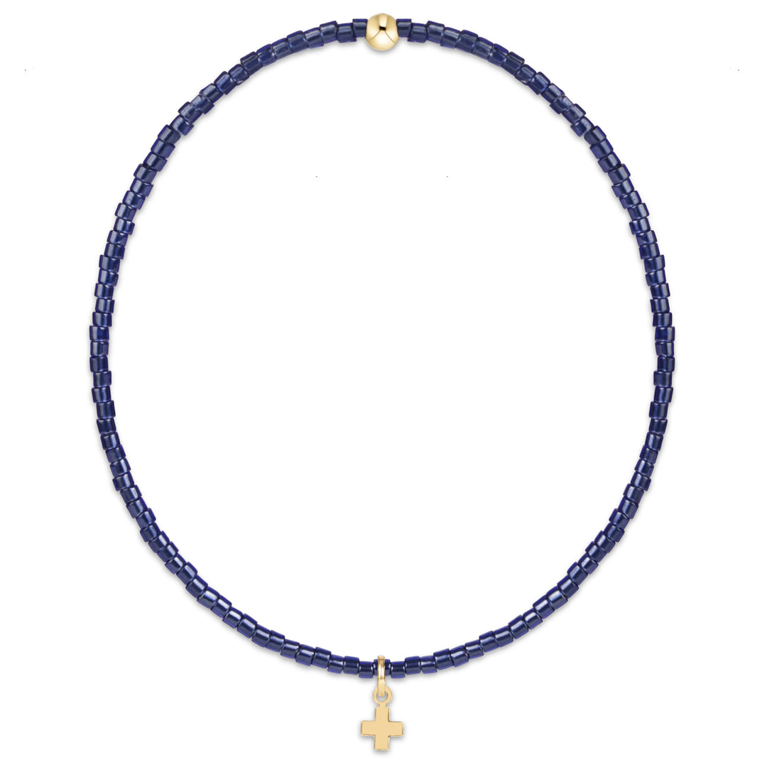 Enewton  Hope Classic Bracelet - Signature Cross Small Gold Charm-Navy