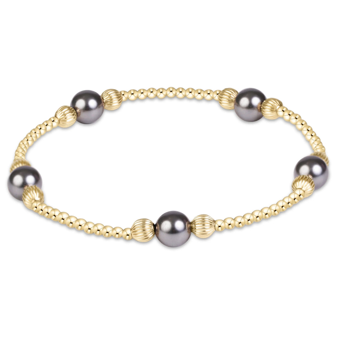Enewton  Purpose Pearl 6mm Dignity Gold Bracelet-Dark Gray