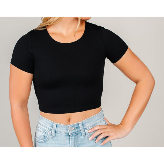 Basic Cropped Tee with Bra