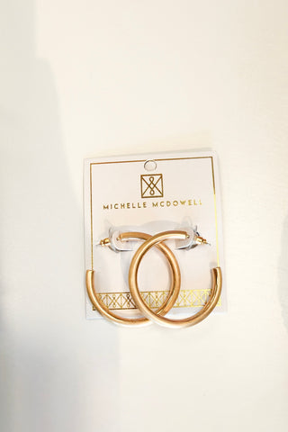 Heather Brushed Gold Hoop Earrings