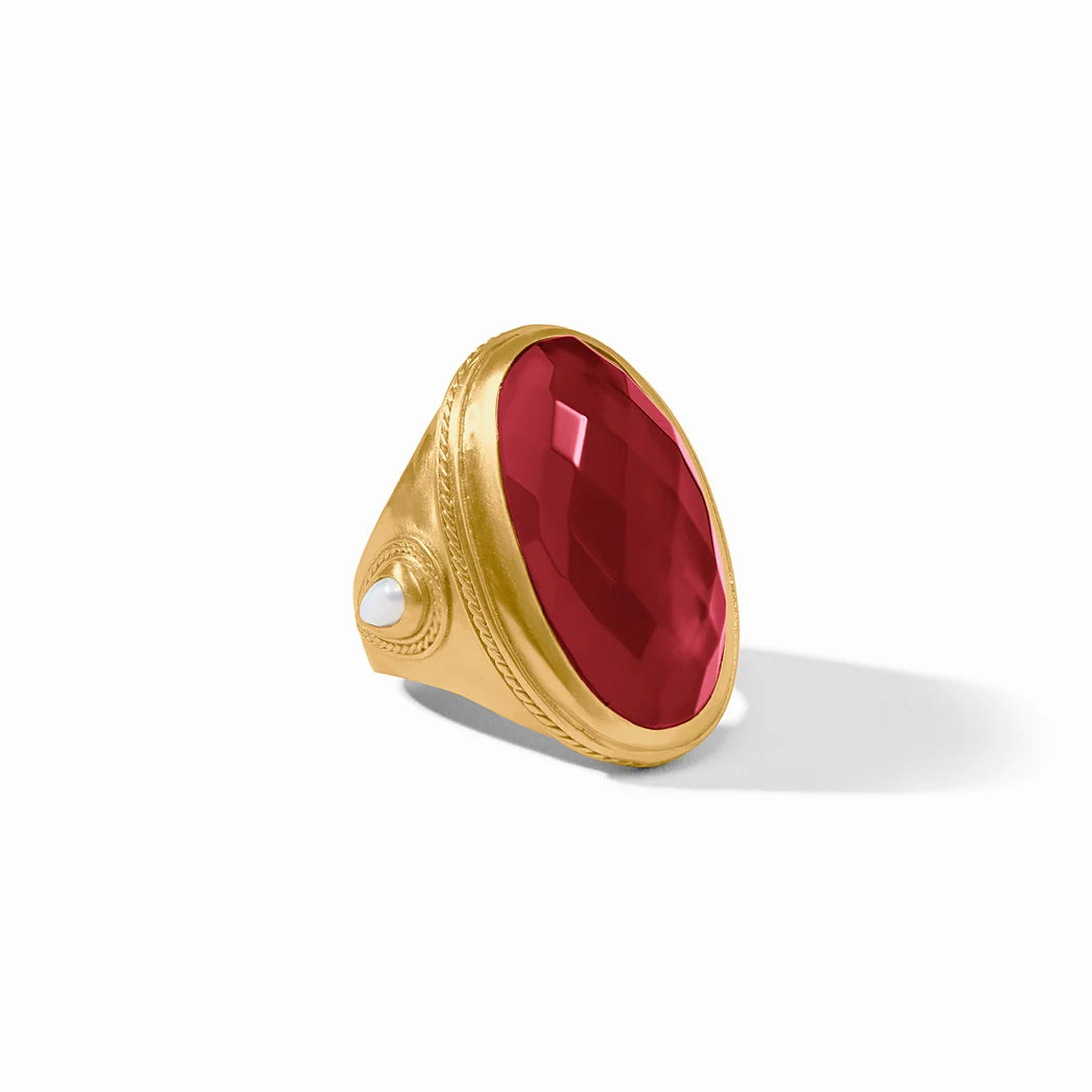 Julie Vos Cannes Statement Ring Iridescent Ruby Red