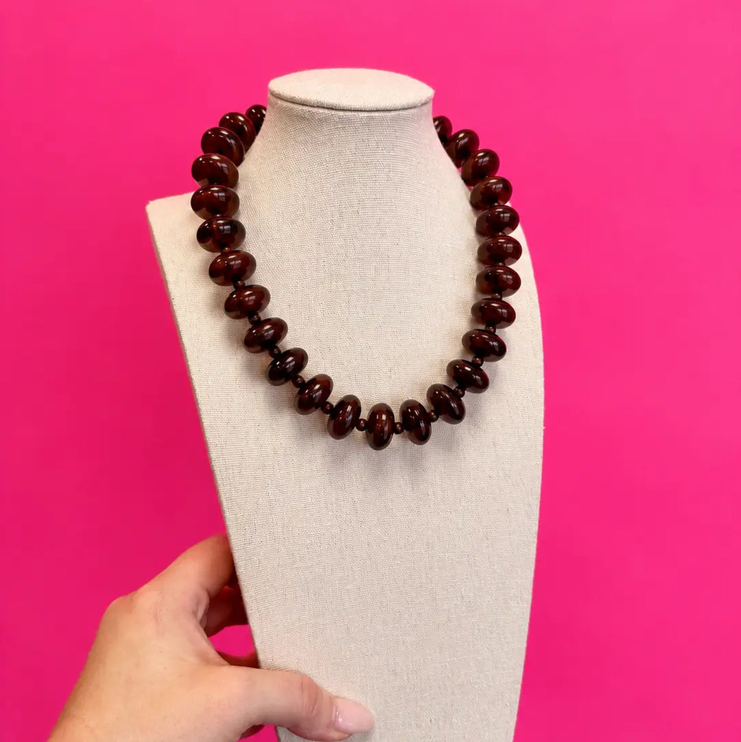 Circle Bauble Ball Necklace - Brown