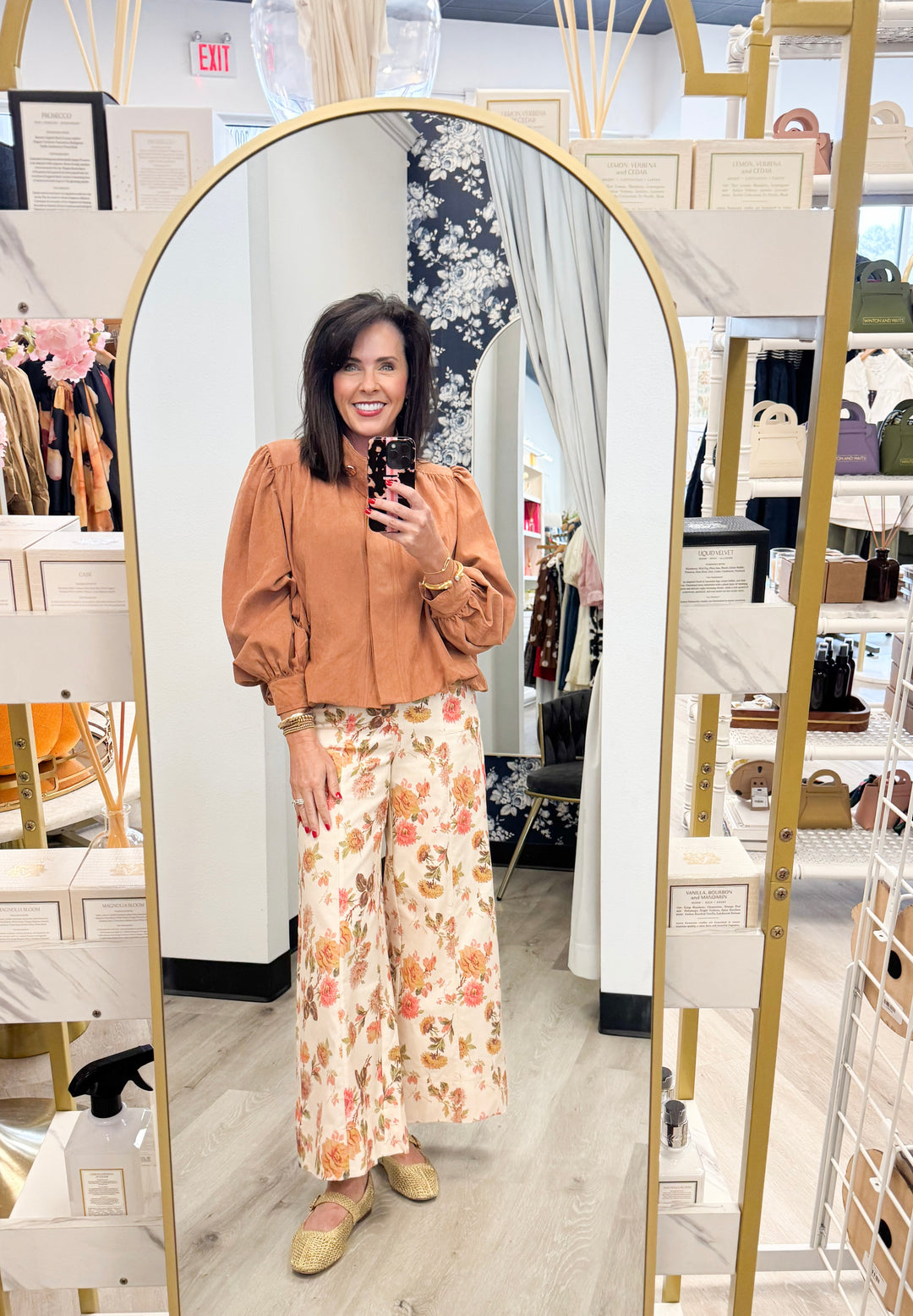 Clementine Floral Wide Leg Denim Pants