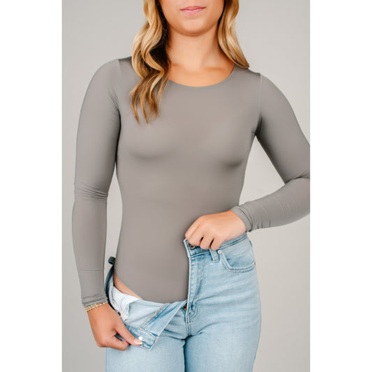 Basic Long Sleeve Gray Bodysuit