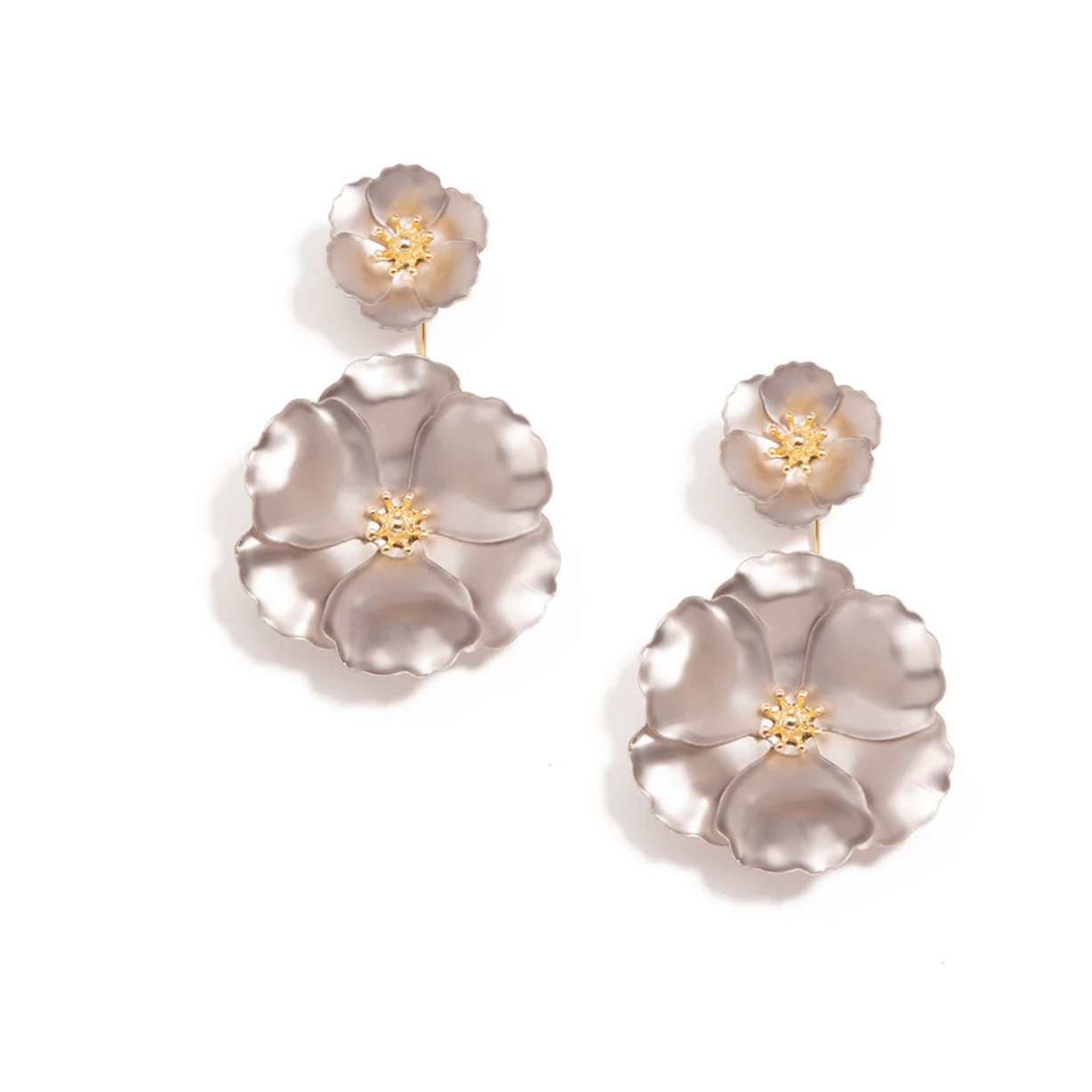 ZENZII - Silver Metal Flower Earring