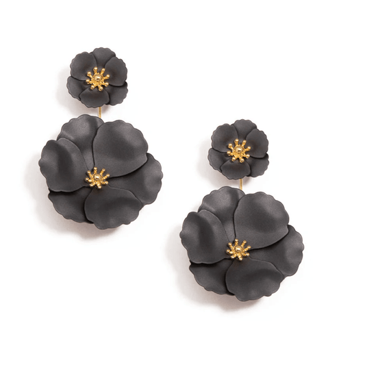 ZENZII - Black Metallic Flower Earring