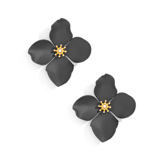 ZENZII - Black Metallic Petal Earring