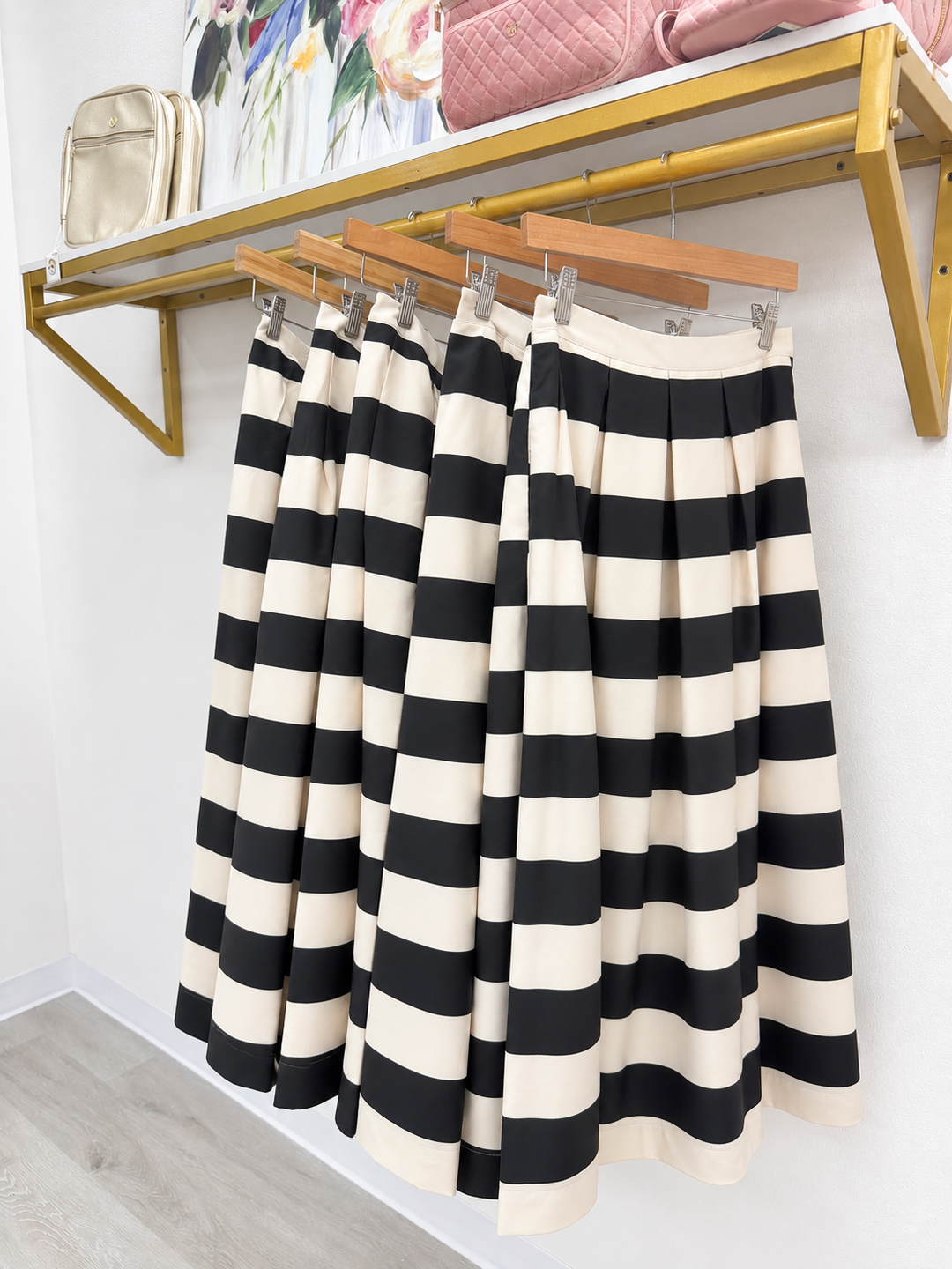 Kyndale Pleated Striped Midi Skirt