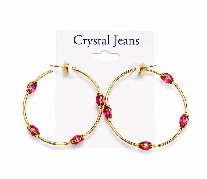 Pink Gemstone Hoop Earrings