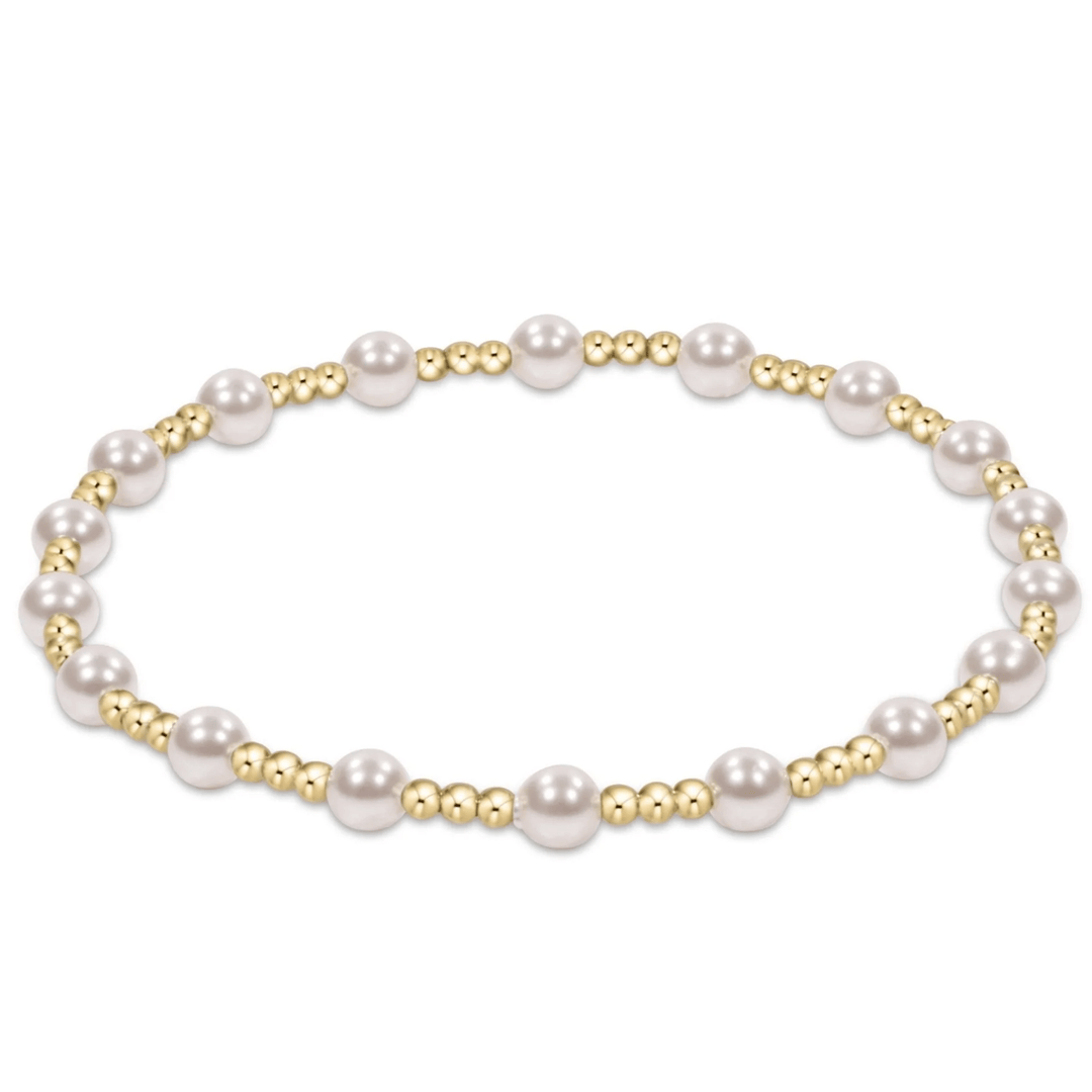 ENewton Classic Sincerity Pattern 4mm Bead Bracelet- Pearl