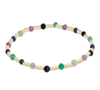 E Newton Gemstone Gold Sincerity Pattern 3mm Bead Bracelet - Hot Mess Fall Winter
