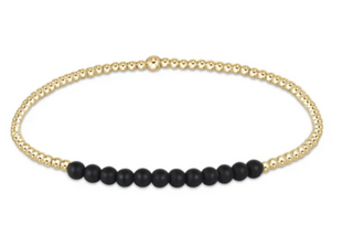 E Newton Gold Bliss 2mm Bead Bracelet - Faceted Onyx