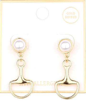 Pearl Horse Bit Earrings