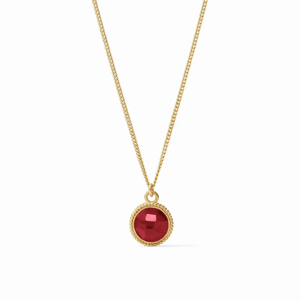 Julie Vos Fleur-de-lis Solitaire Necklace Iridescent Ruby Red