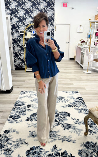 Charlotte Satin Button Top