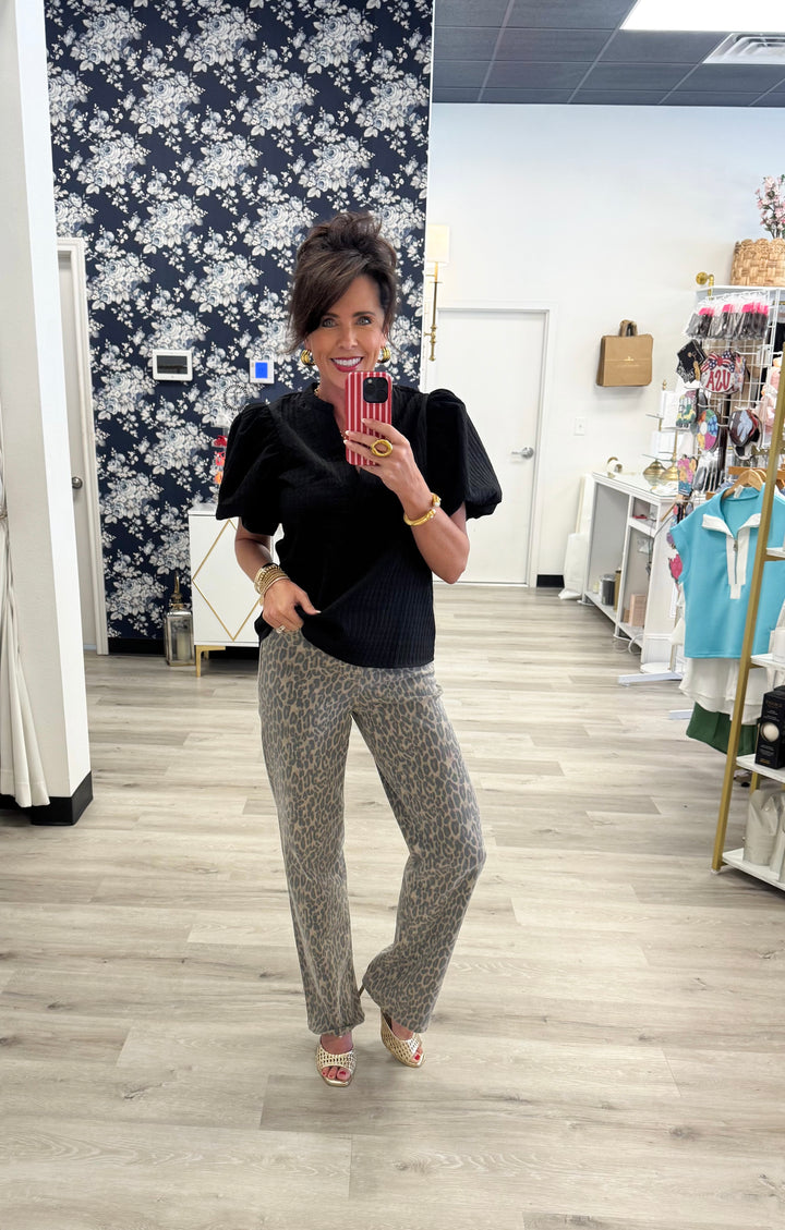 Ella Cheetah Denim Pants