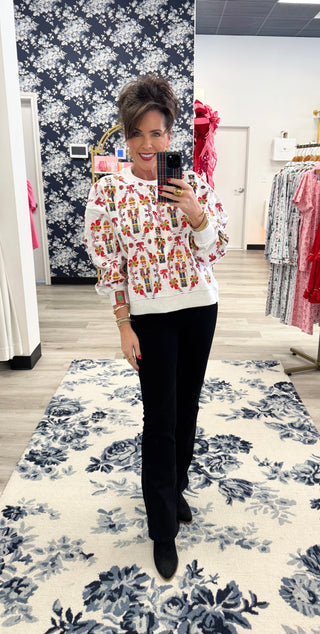 Queen of Sparkles Grey Nutcracker & Candy Cane Sweatshirt