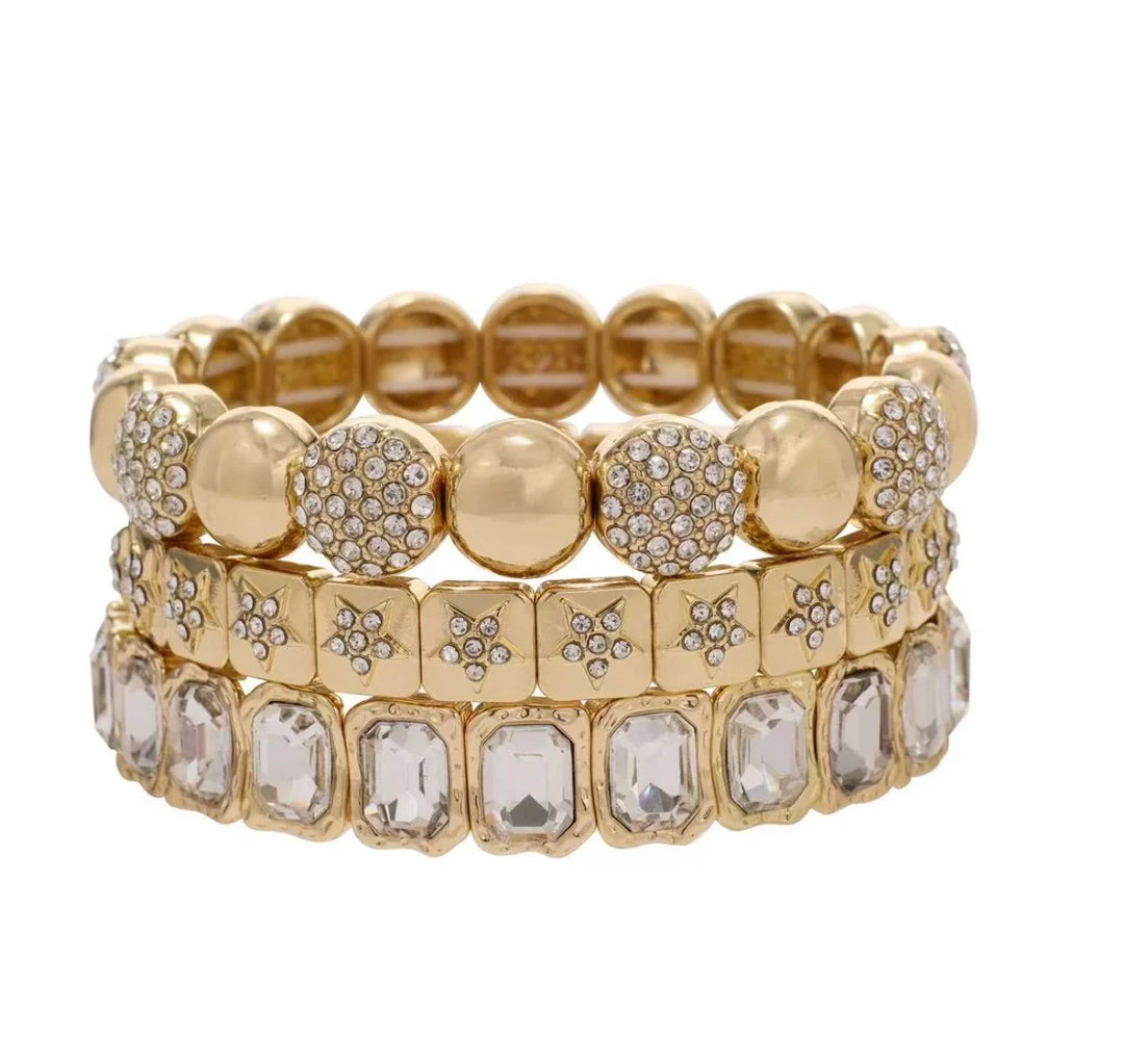 Radiant Gold Crystal Stack Set Bracelets