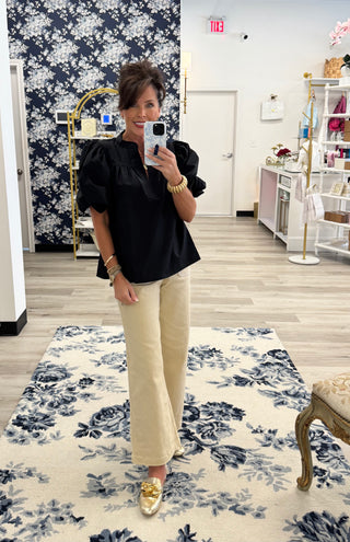 Hayden Poplin Top in Black