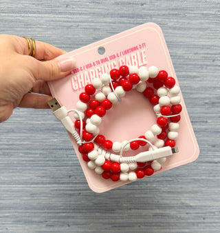 Red and White Phone Charger