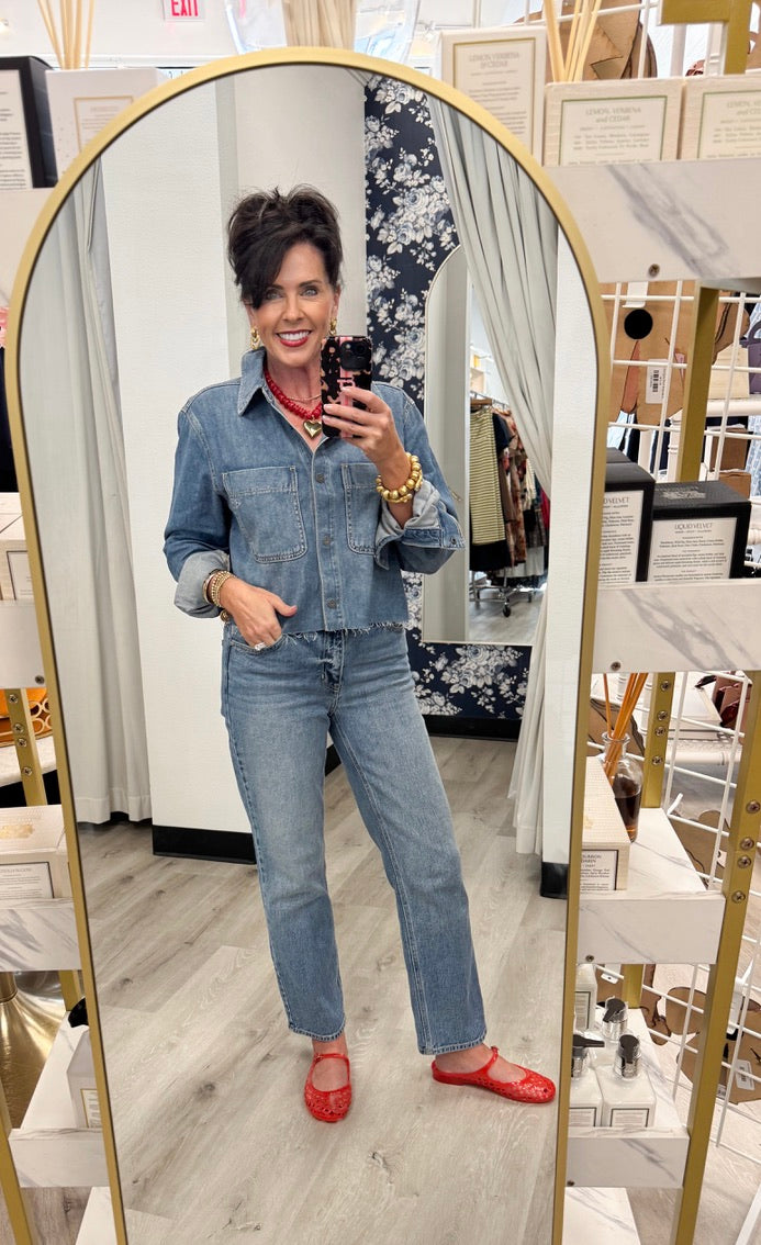 Hidden Denim Shirt-Med Wash