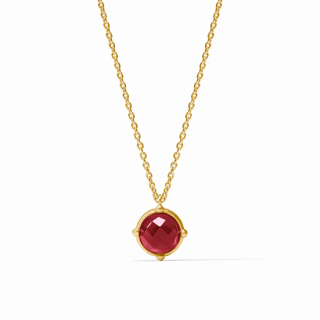 Julie Vos Honeybee Solitaire Necklace Iridescent Ruby Red