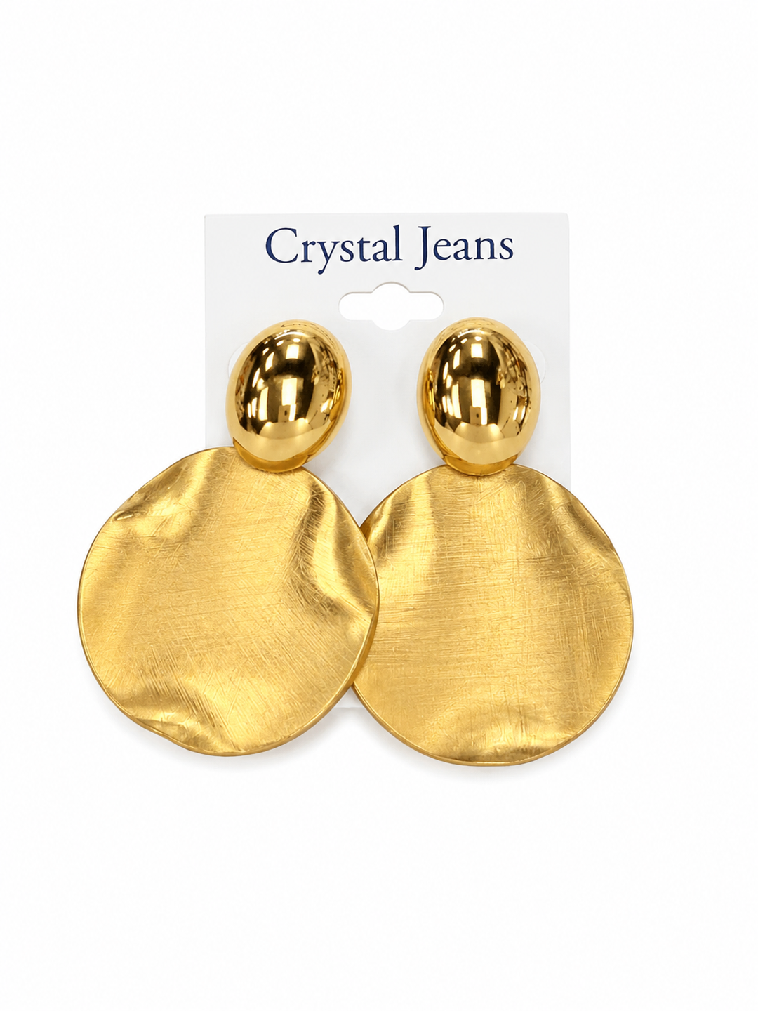 Brushed Gold  Disc Drop Earrings