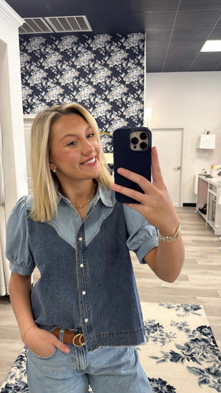 Westward Denim Snap Top