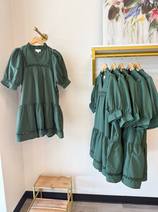 Evergreen Lace Tiered Dress