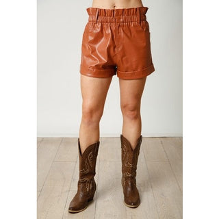 Brown Leather Shorts