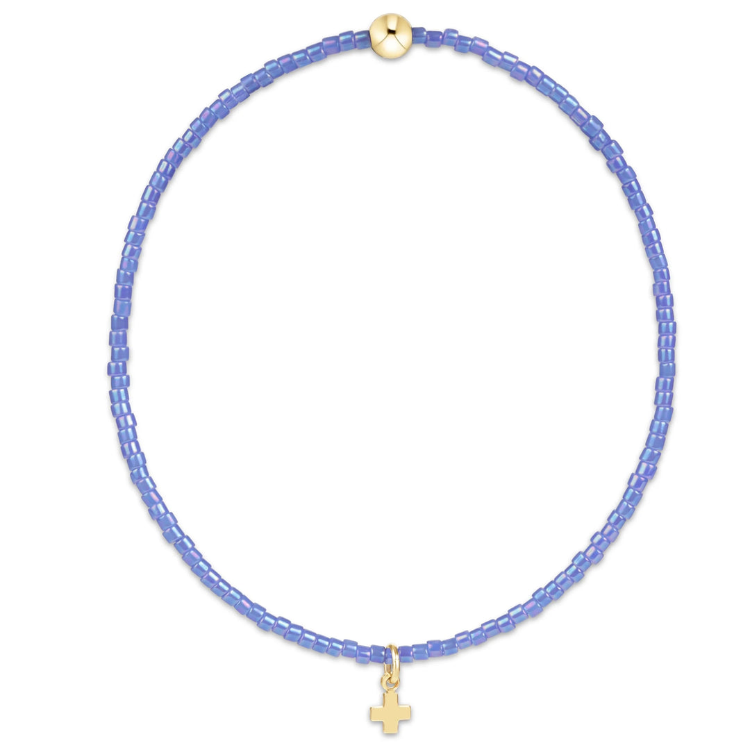 Enewton Hope Classic Bracelet - Signature Cross Small Gold Charm - Bright Blue