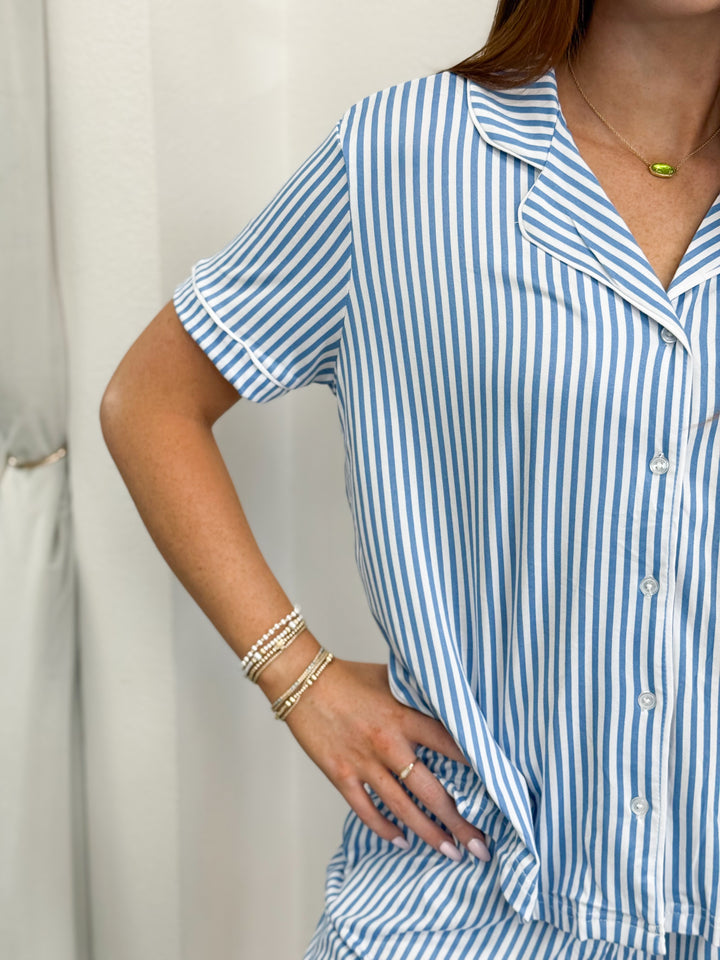 Blue  Pinstripe Pajamas