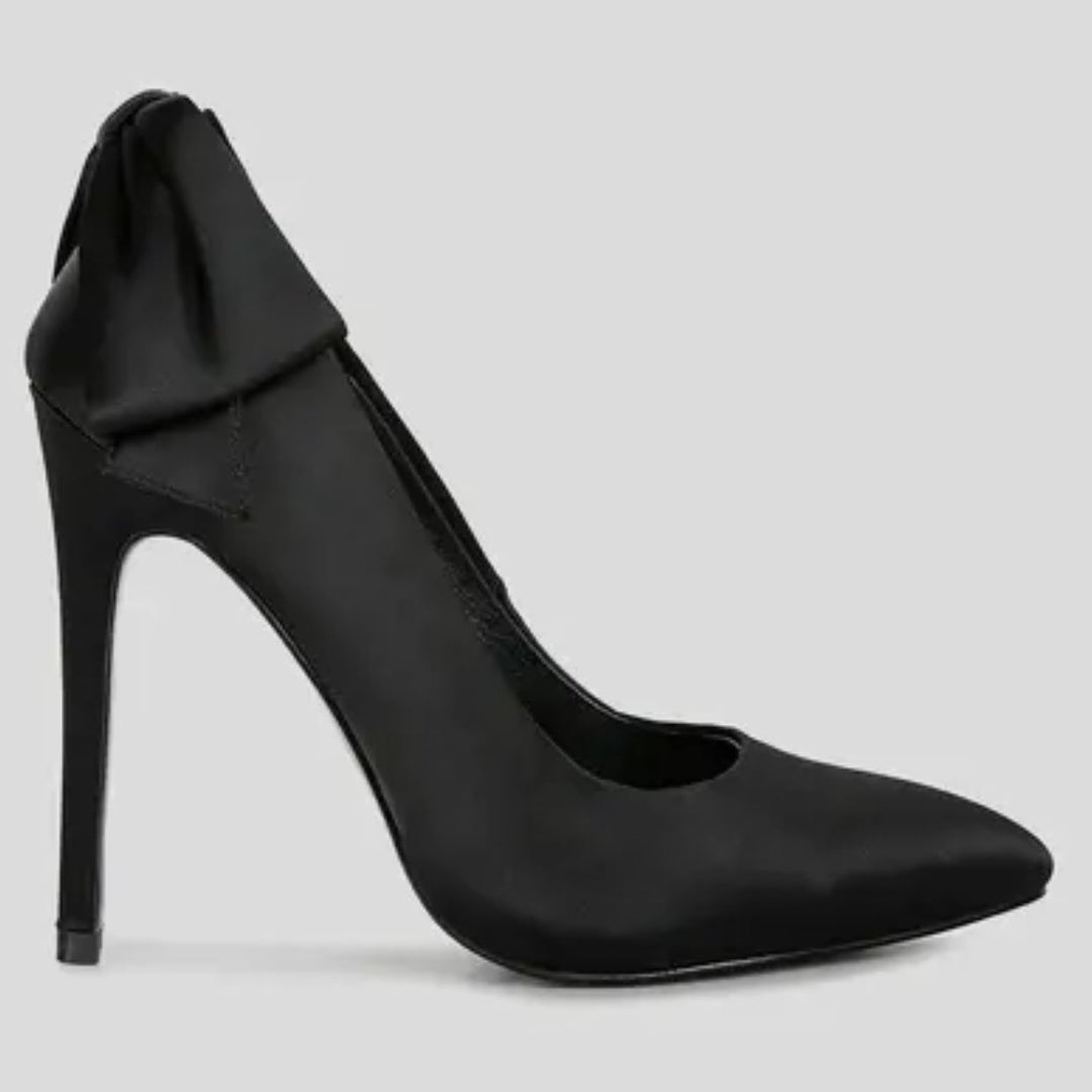 Black Satin Stiletto Heels