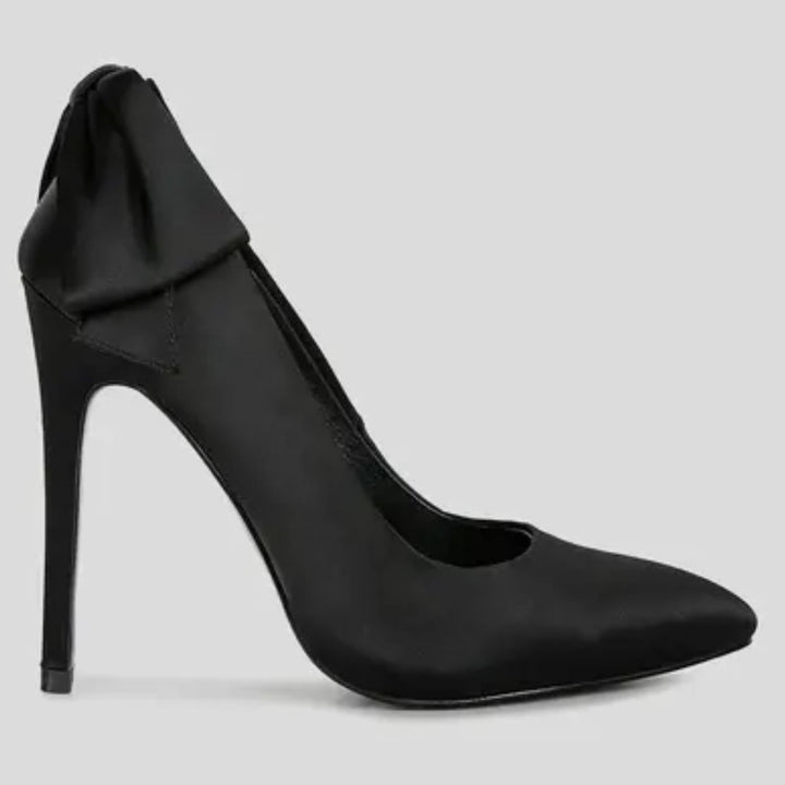 Black Satin Stiletto Heels