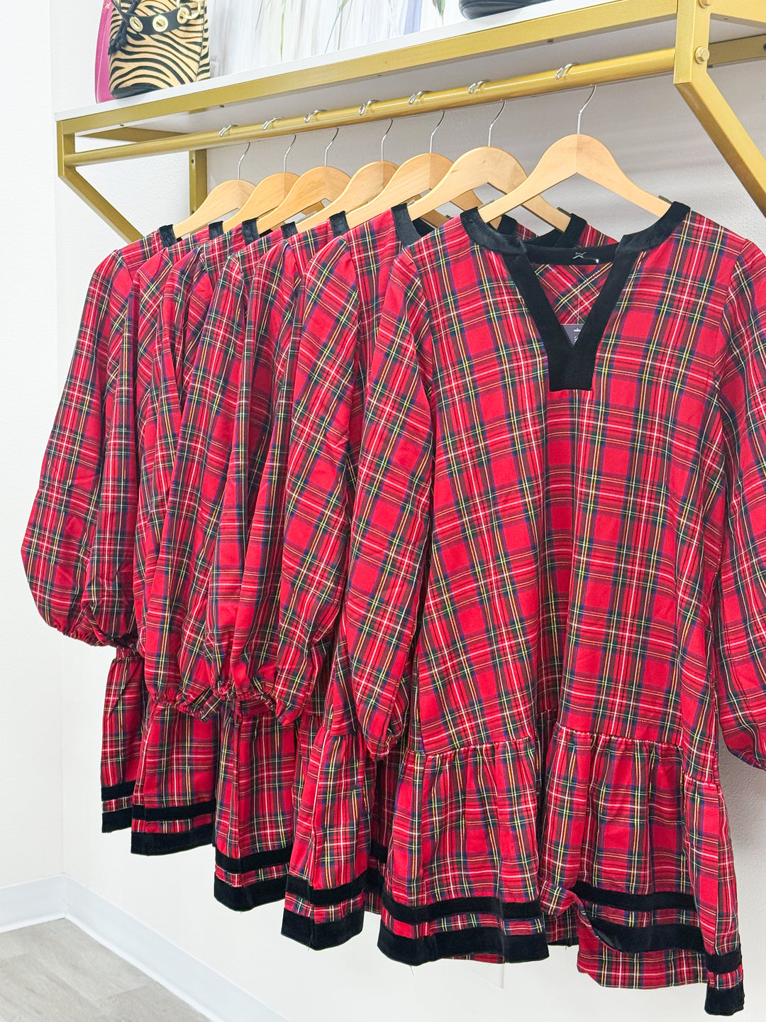 Mary Square Sierra Red Plaid Mini Dress