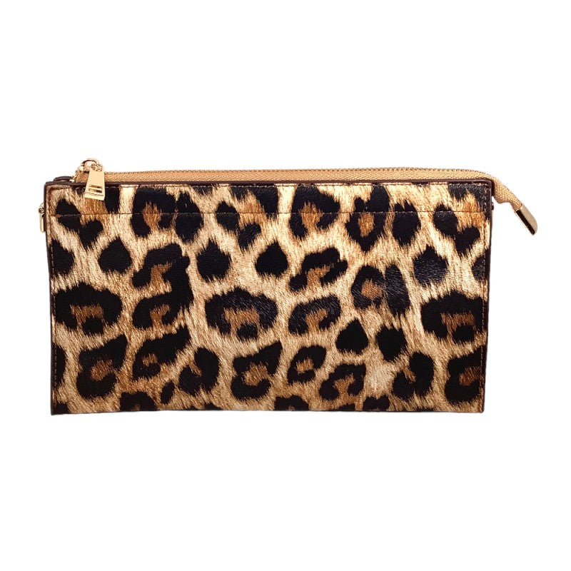 VEGAN LEATHER CLUTCH/CROSSBODY - LEOPARD