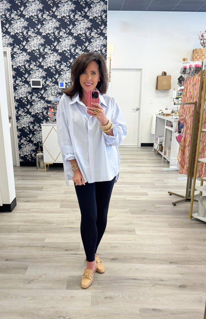 Blue Oxford Top
