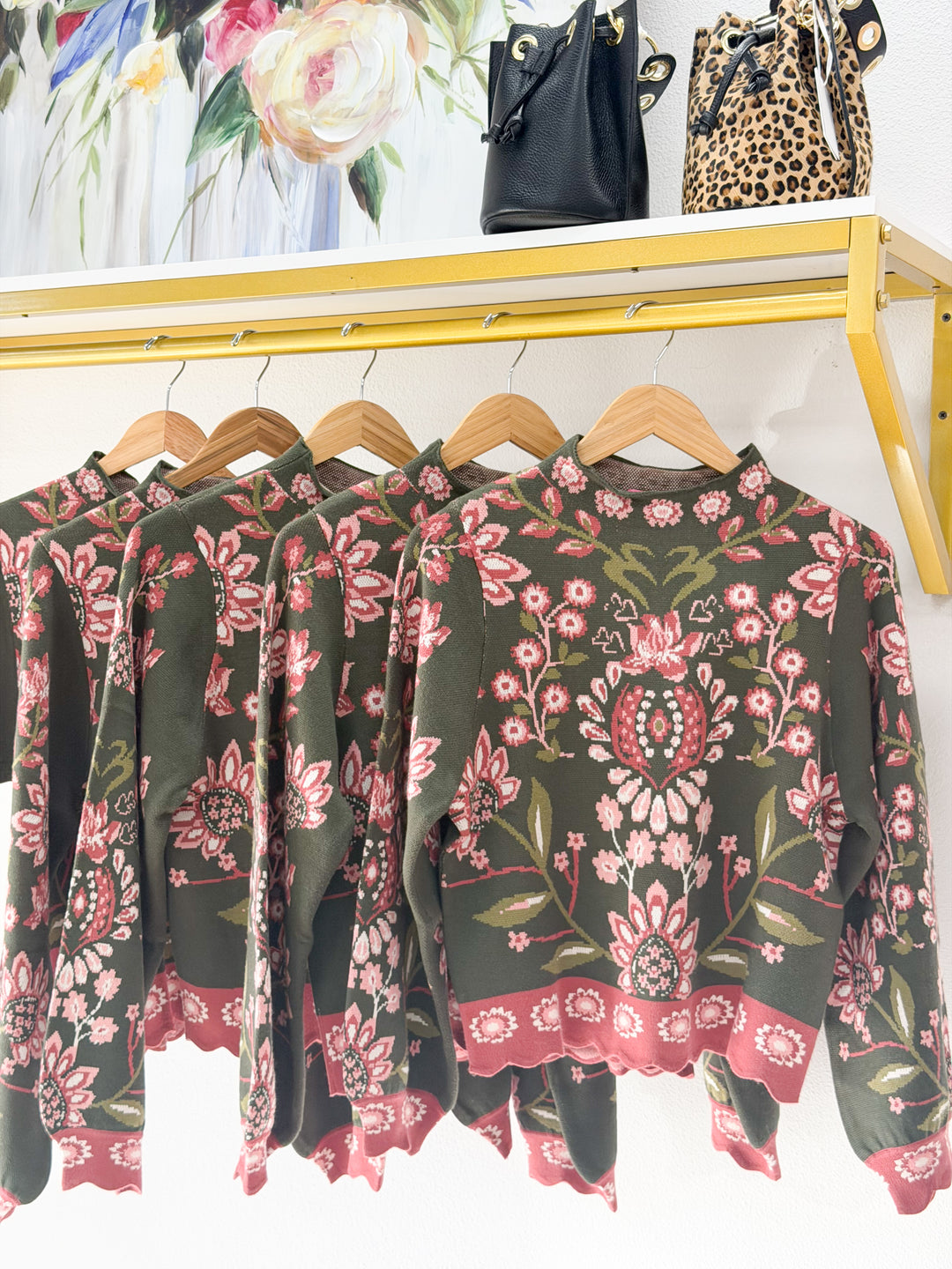 Natalie Green Floral Sweater