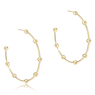 BEADED SIMPLICITY 1.5" POST HOOP - 4MM GOLD