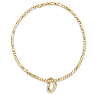 classic gold 2.5mm bead bracelet - love gold charm 7.25" extends