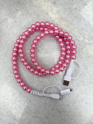 Pink Pearl Cord Phone Charger