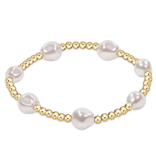  admire gold 3mm bead bracelet - pearl 7.25" extends