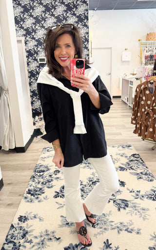 JBD High Rise Crop Flare w/ Distressed Hem - White